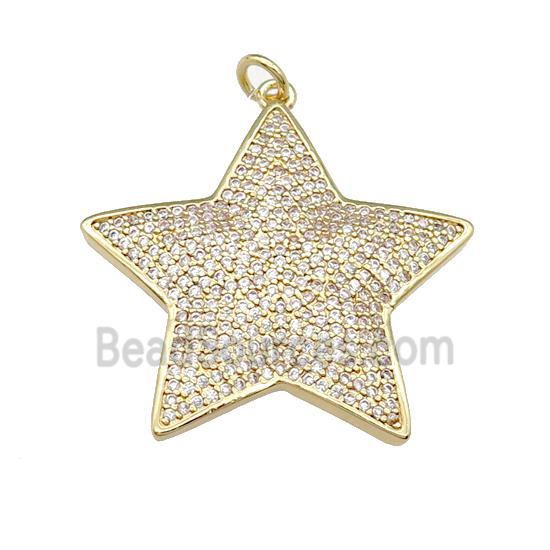 copper Star pendant paved zircon, gold plated