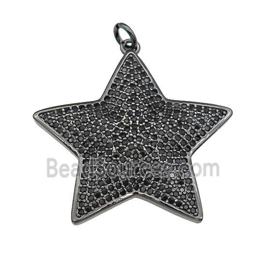 copper Star pendant paved zircon, black plated