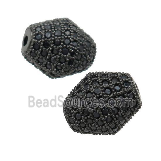 copper bicone Beads paved black zircon, black plated