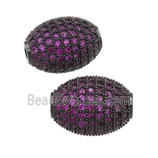 copper barrel Beads paved hotpink zircon, black plated