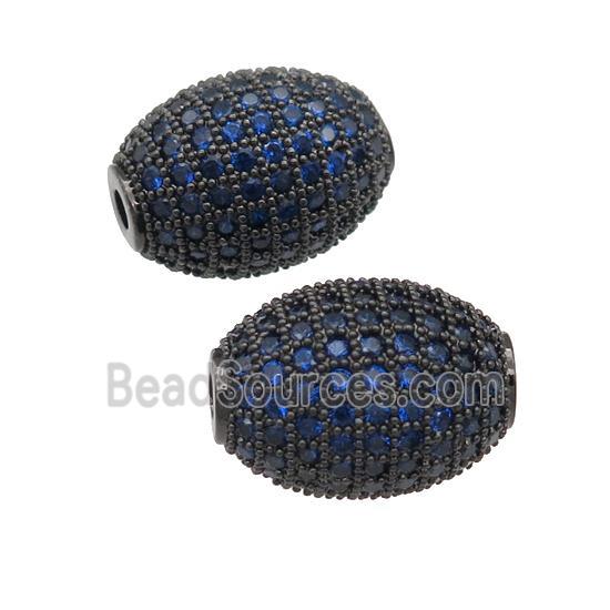 copper barrel Beads paved blue zircon, black plated