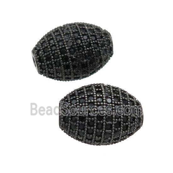 copper barrel Beads paved black zircon, black plated