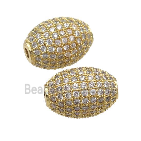 copper barrel Beads paved zircon, gold plated