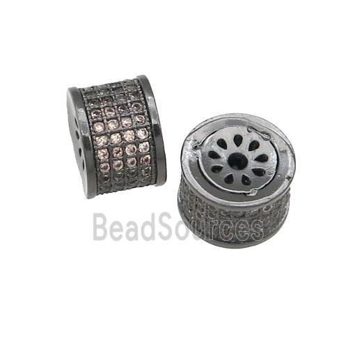 copper tube beads paved champagne zircon, black plated