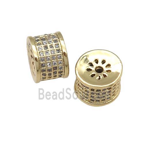 copper tube beads paved zircon, gold plated