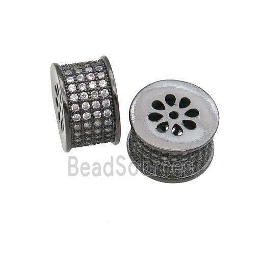 copper tube beads paved zircon, black plated