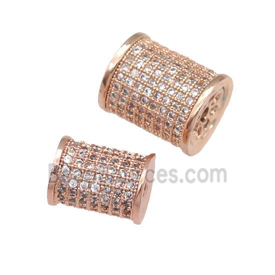 copper tube beads paved zircon, rose gold