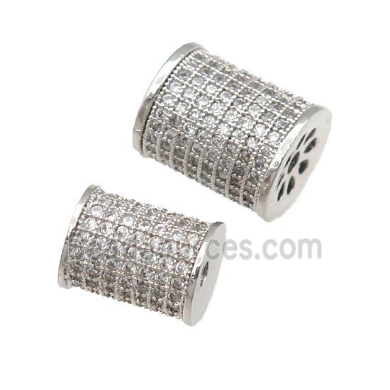 copper tube beads paved zircon, platinum plated