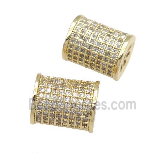 copper tube beads paved zircon, gold plated