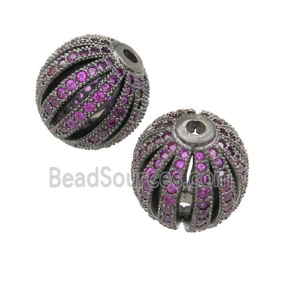 copper pumkin beads pave hotpink zircon, black plated