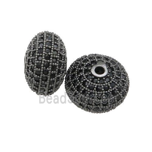 copper rondelle beads pave zircon, black plated