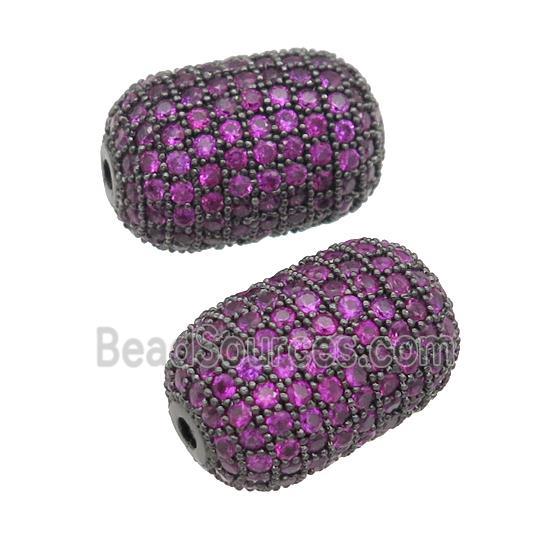 copper barrel Beads pave hotpink zircon, black plated