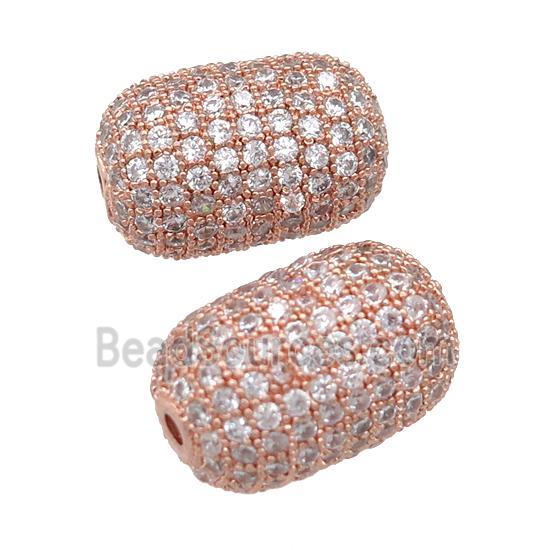 copper barrel Beads pave zircon, rose gold