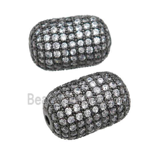 copper barrel Beads pave zircon, black plated