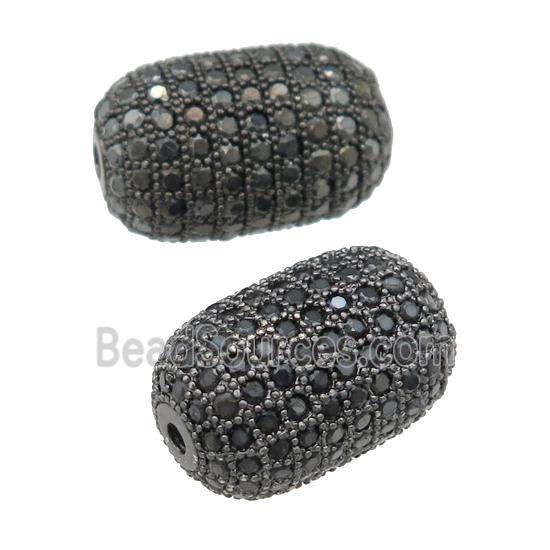 copper barrel Beads pave zircon, black plated