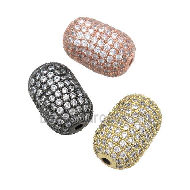 copper barrel Beads pave zircon, mixed