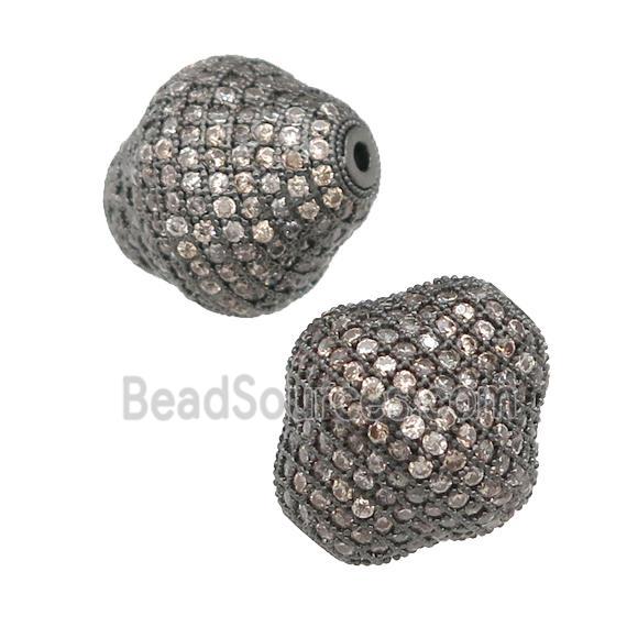 copper bicone beads pave champagne zircon, black plated