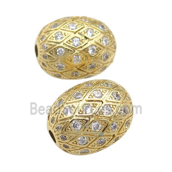 copper barrel Beads paved zircon, gold plated