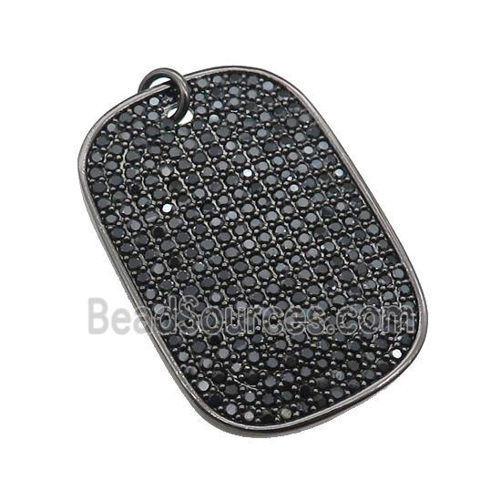 copper Rectangle pendant pave zircon, black plated