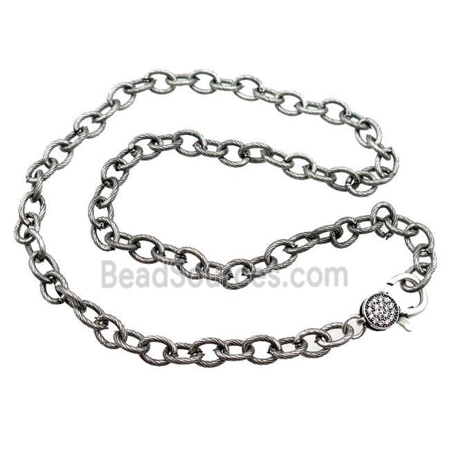 iron necklace chain, antique silver