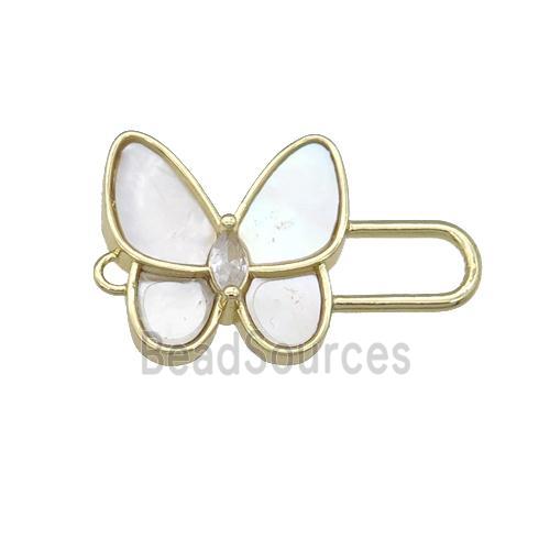 copper Butterfly connector pave shell, gold plated