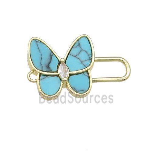 copper Butterfly connector pave Turquoise, gold plated