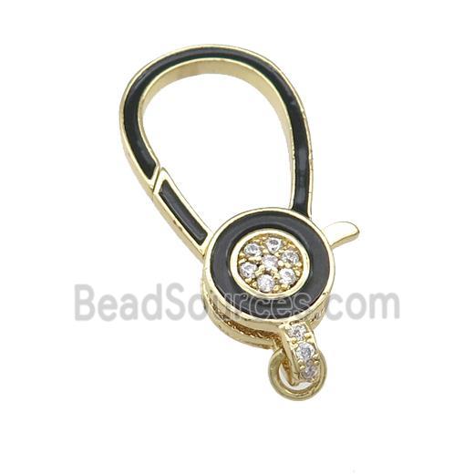 copper Lobster Clasp paved zircon, gold plated