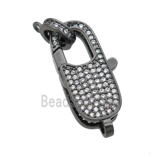 copper Lobster Clasp paved zircon, black plated