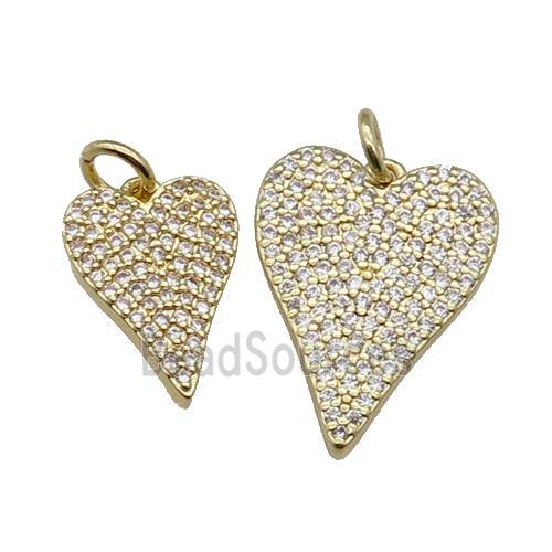 copper Heart pendant pave zircon, gold plated