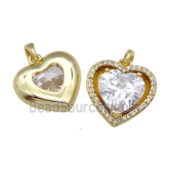 copper Heart pendant pave zircon, gold plated