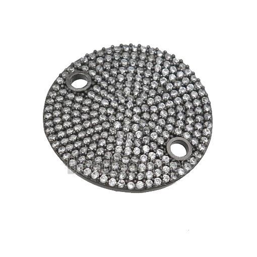 copper circle connector pave zircon, black plated