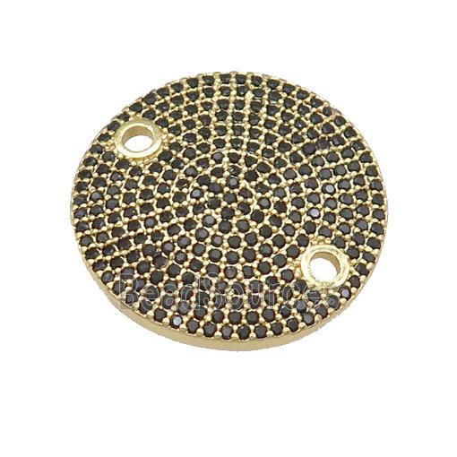 copper circle connector pave zircon, gold plated