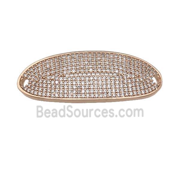 copper oval connector pave zircon, rose gold