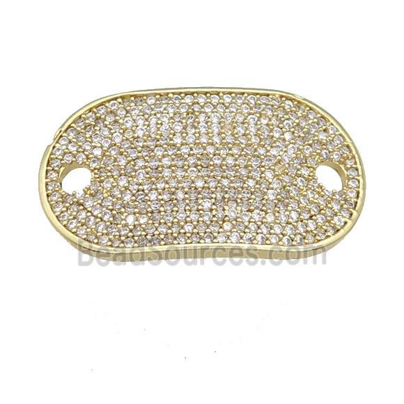 copper oval connector pave zircon, gold plated