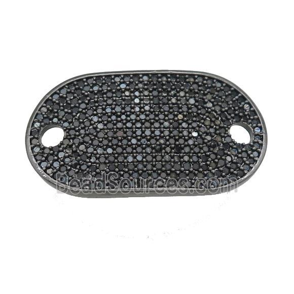 copper oval connector pave zircon, black plated