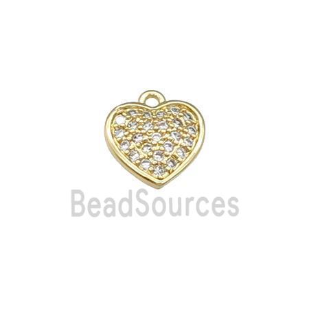 copper heart pendant pave zircon, gold plated