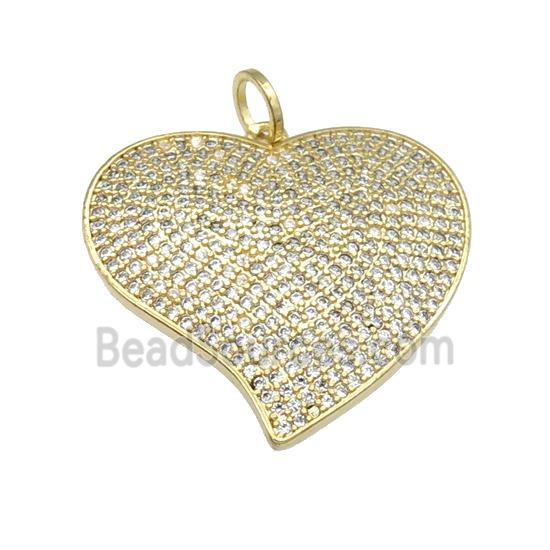 copper Heart pendant pave zircon, gold plated