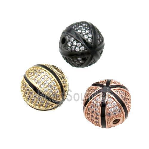 round copper Beads paved zircon, mixed