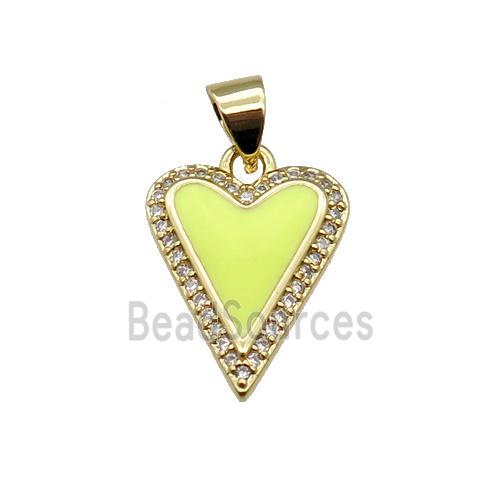 copper Heart pendant pave zircon with yellow enamel, gold plated