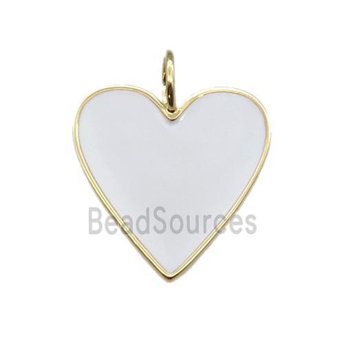 copper Heart pendant with white enamel, gold plated