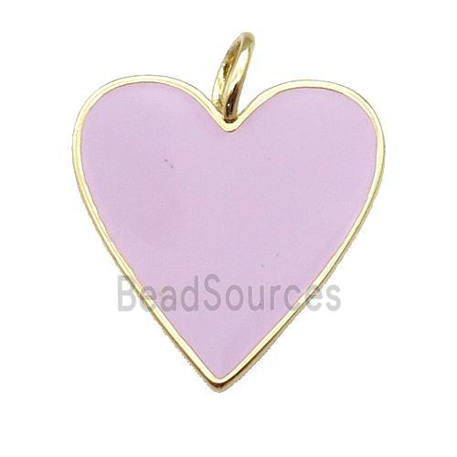 copper Heart pendant with pink enamel, gold plated