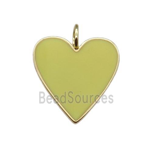 copper Heart pendant with yellow enamel, gold plated