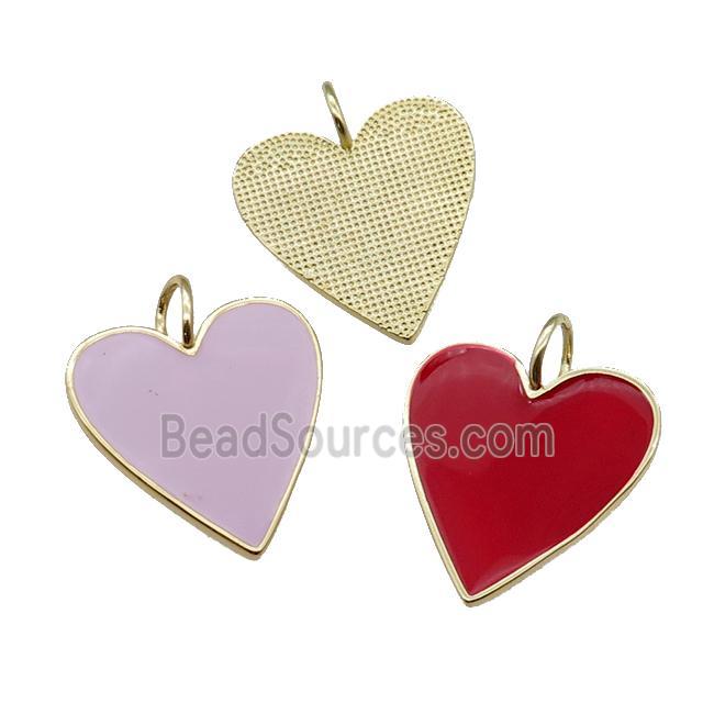 copper Heart pendant with enamel, gold plated, mixed