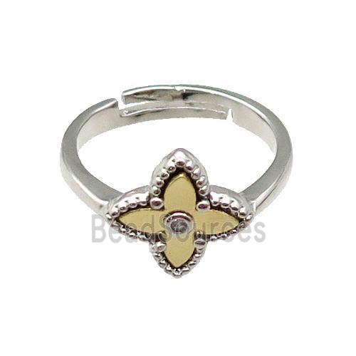 copper Star Ring, adjustable, platinum plated