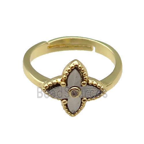 copper Star Ring, adjustable, gold plated