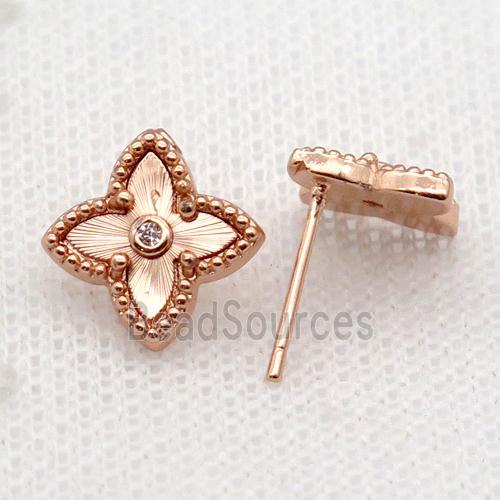 copper Stud Earring, star, rose gold