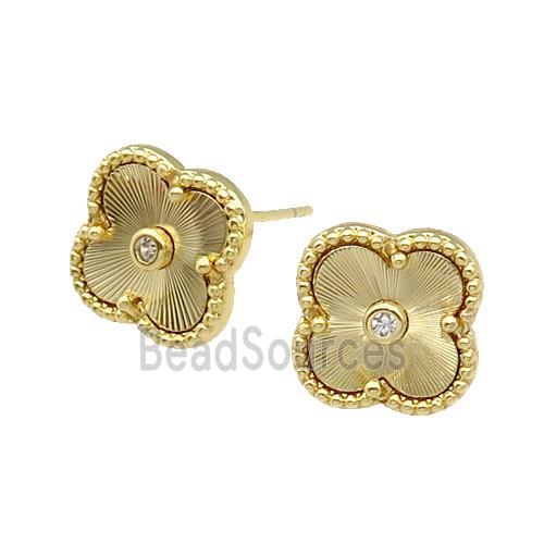 copper Clover Stud Earring, gold plated