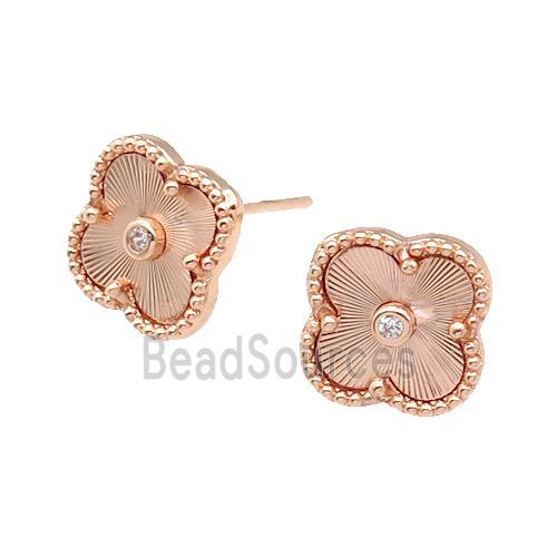 copper Clover Stud Earring, rose gold