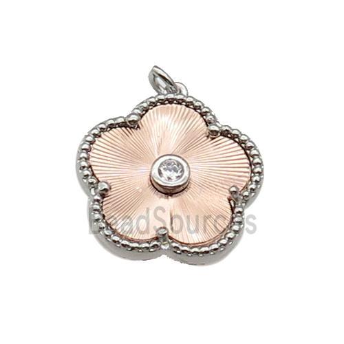 copper Flower pendant, rose gold