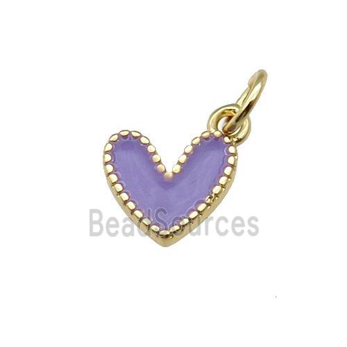 copper Heart pendant with lavender enamel, gold plated